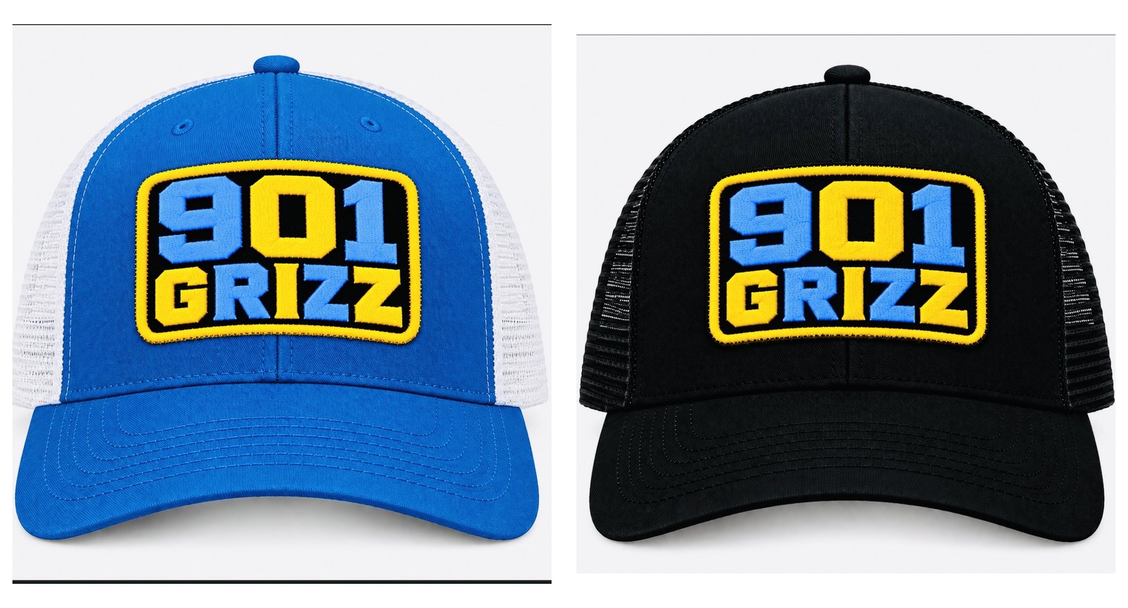 The 901 Collection: blue and black truckers with 901 patches